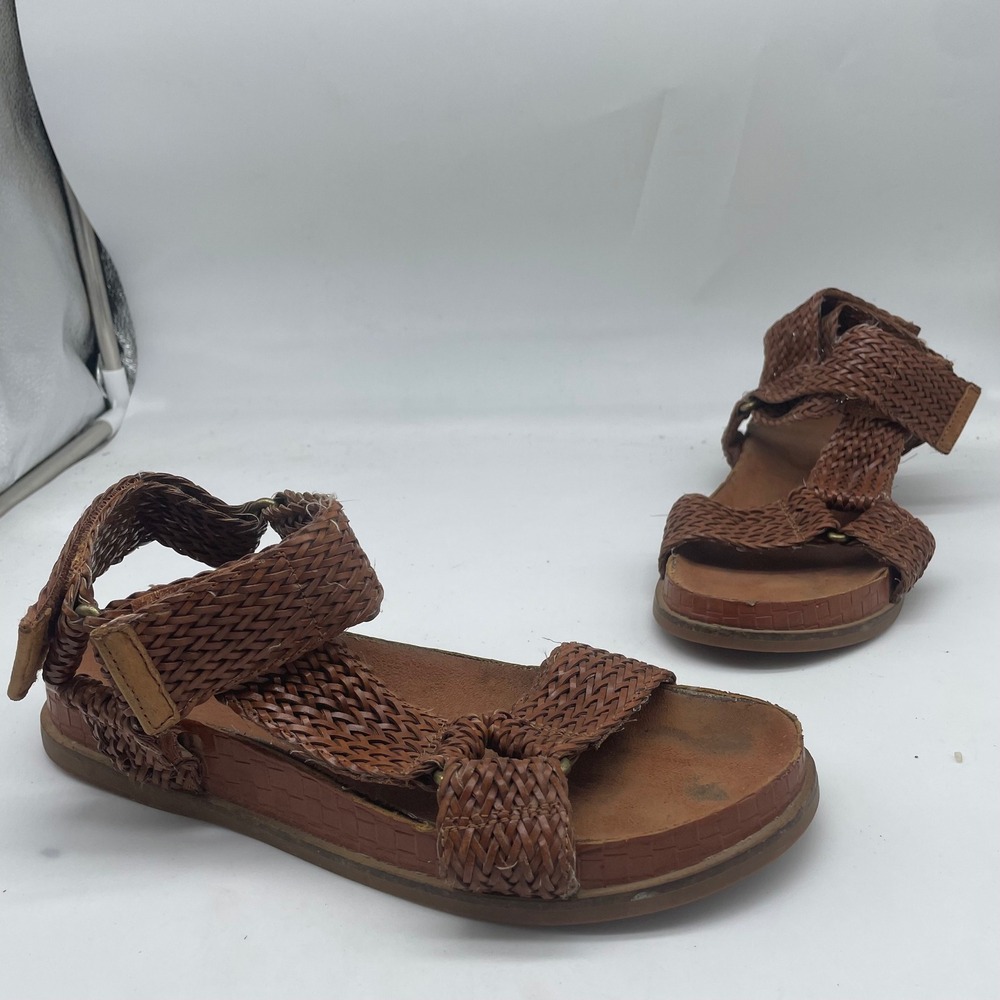 Kelsi Dagger Brooklyn Womens Woven Flat Sandals Cognac Brown Size 9